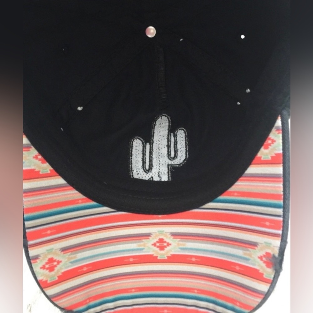 Distressed Style Baseball Cap Black Cactus - Picture 2 of 2